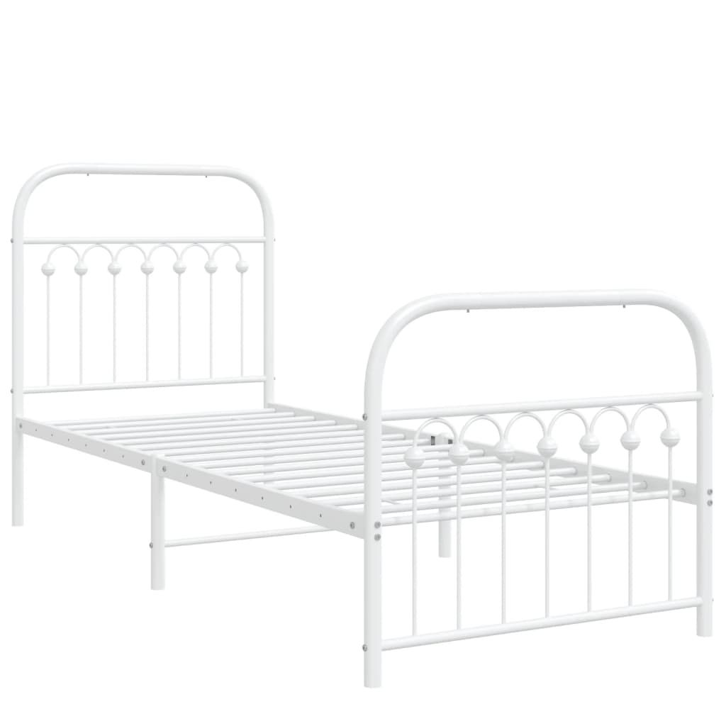 Giroletto con Testiera e Pediera Metallo Bianco 75x190 cm | homemem39