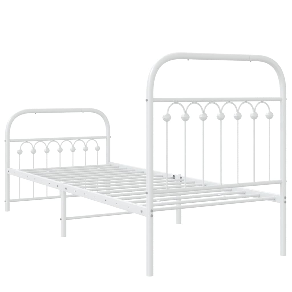 Giroletto con Testiera e Pediera Metallo Bianco 75x190 cm | homemem39