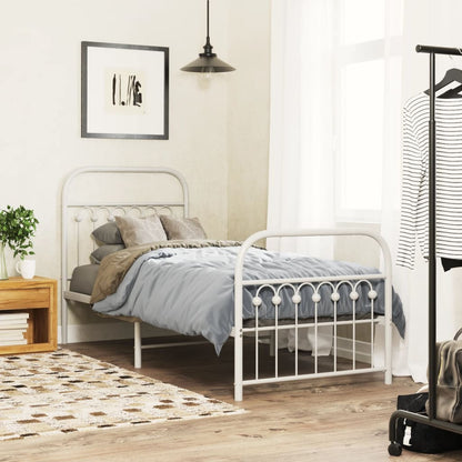 Giroletto con Testiera e Pediera Metallo Bianco 75x190 cm | homemem39