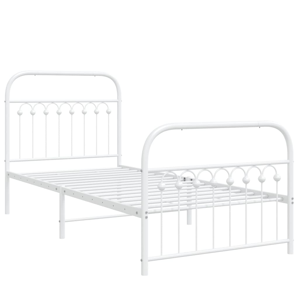 Giroletto con Testiera e Pediera Metallo Bianco 90x200 cm | homemem39