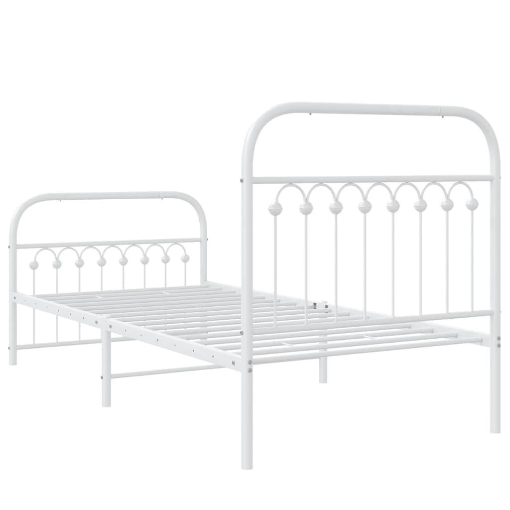Giroletto con Testiera e Pediera Metallo Bianco 90x200 cm | homemem39
