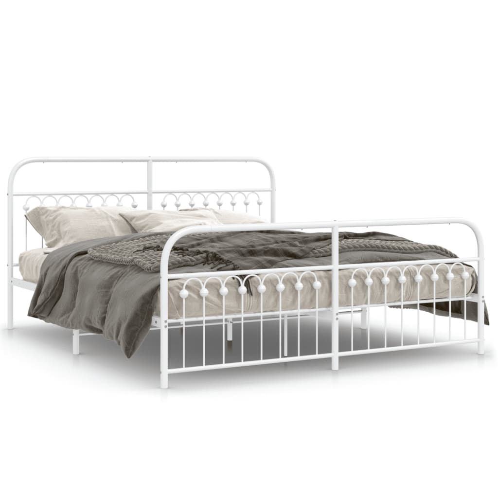Giroletto con Testiera e Pediera Metallo Bianco 183x203 cm | homemem39