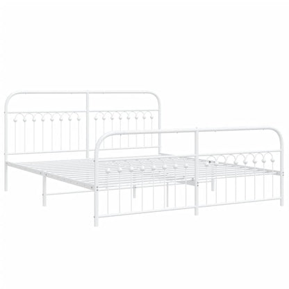Giroletto con Testiera e Pediera Metallo Bianco 183x203 cm | homemem39