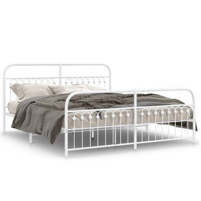 Giroletto con Testiera e Pediera Metallo Bianco 183x213 cm | homemem39
