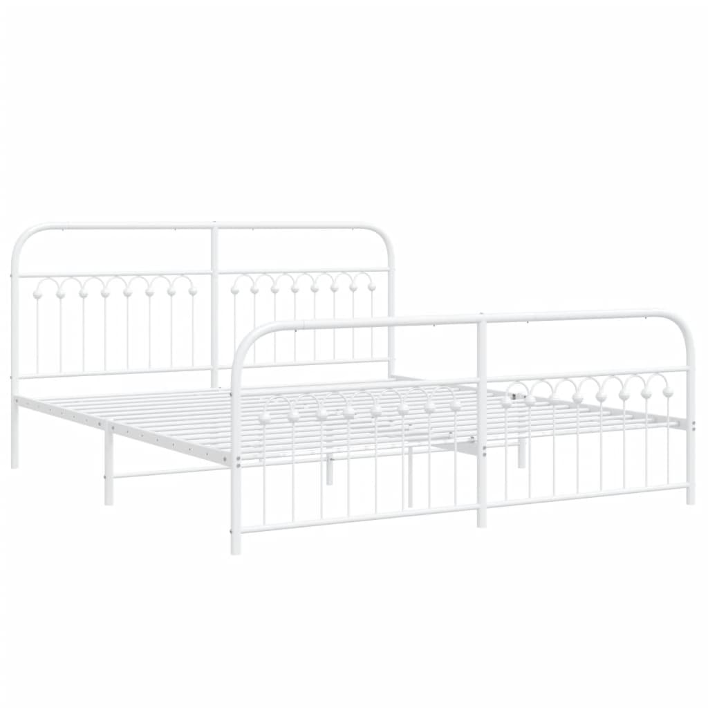 Giroletto con Testiera e Pediera Metallo Bianco 183x213 cm | homemem39