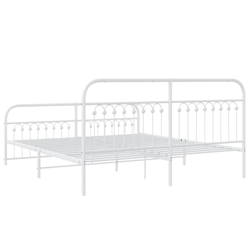 Giroletto con Testiera e Pediera Metallo Bianco 183x213 cm | homemem39