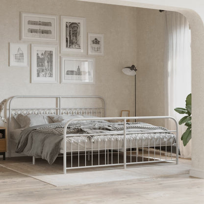 Giroletto con Testiera e Pediera Metallo Bianco 183x213 cm | homemem39
