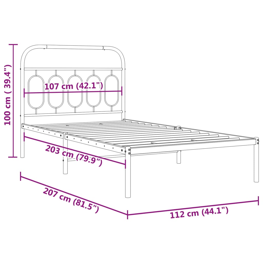 Giroletto con Testiera in Metallo Nero 107x203 cm | homemem39