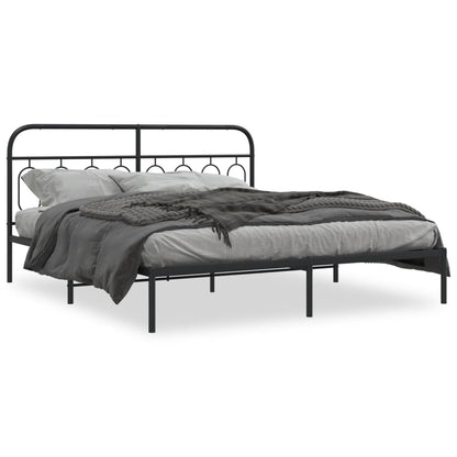 Giroletto con Testiera in Metallo Nero 183x213 cm | homemem39