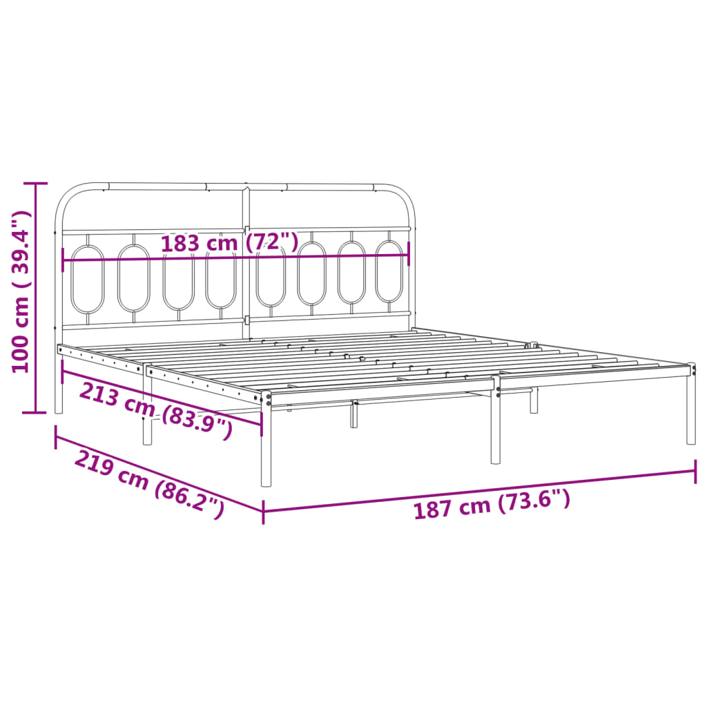Giroletto con Testiera in Metallo Nero 183x213 cm | homemem39