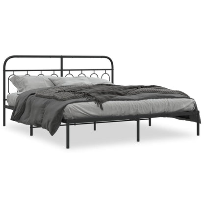 Giroletto con Testiera in Metallo Nero 193x203 cm | homemem39