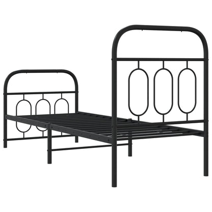 Giroletto con Testiera e Pediera Metallo Nero 75x190 cm | homemem39