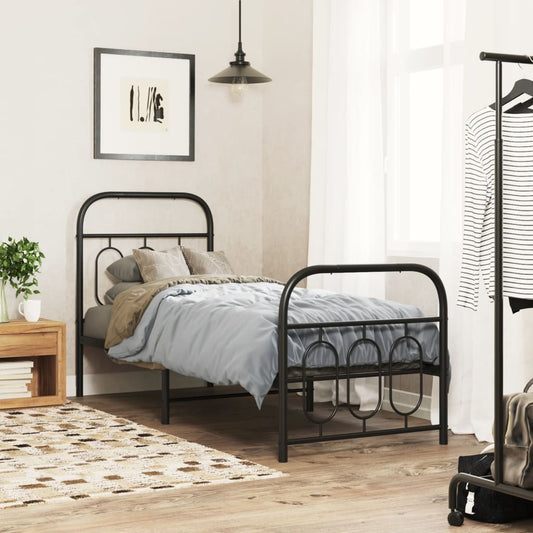 Giroletto con Testiera e Pediera Metallo Nero 75x190 cm | homemem39