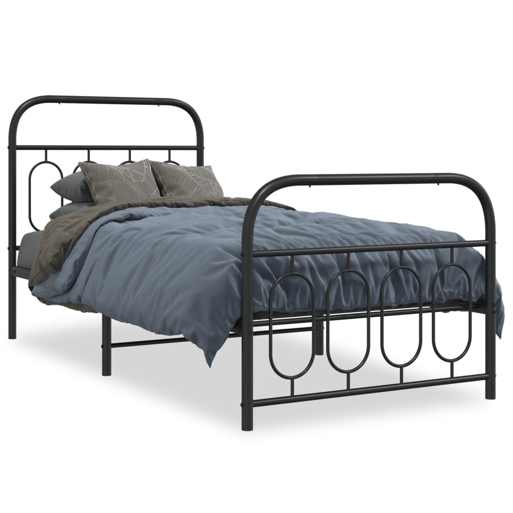 Giroletto con Testiera e Pediera Metallo Nero 80x200 cm | homemem39