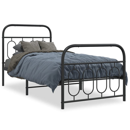 Giroletto con Testiera e Pediera Metallo Nero 80x200 cm | homemem39