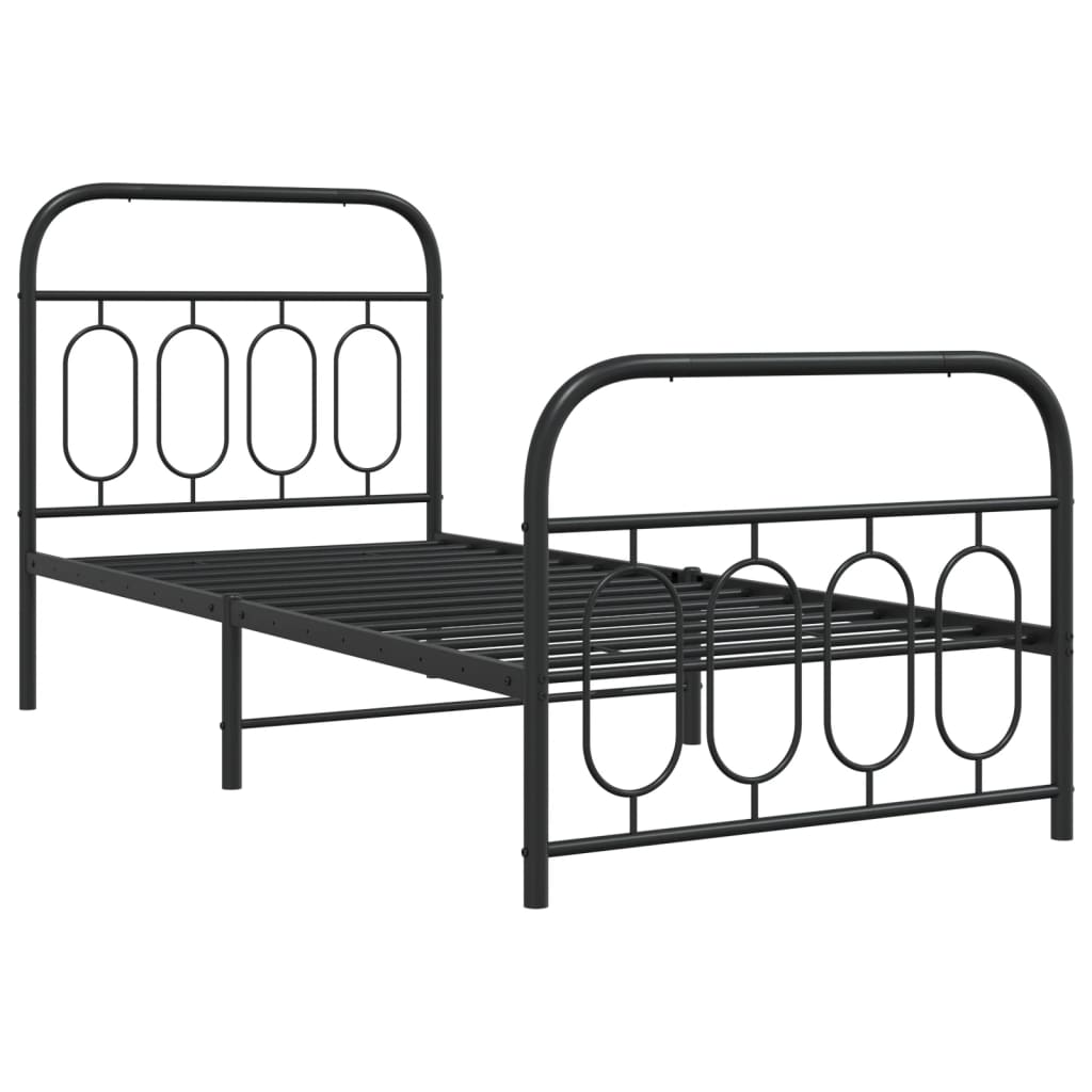 Giroletto con Testiera e Pediera Metallo Nero 80x200 cm | homemem39