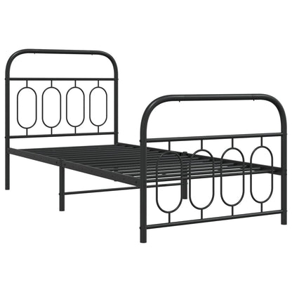 Giroletto con Testiera e Pediera Metallo Nero 80x200 cm | homemem39