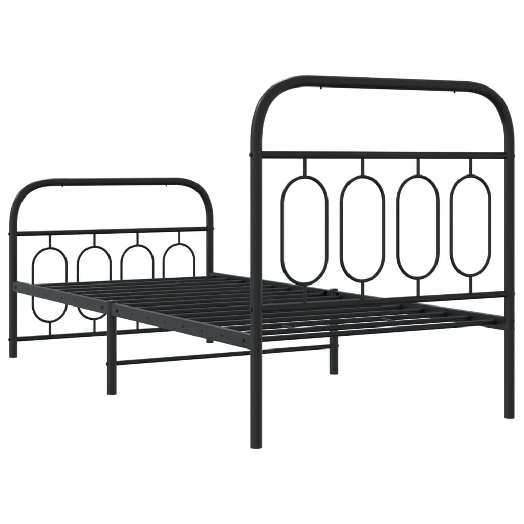 Giroletto con Testiera e Pediera Metallo Nero 80x200 cm | homemem39