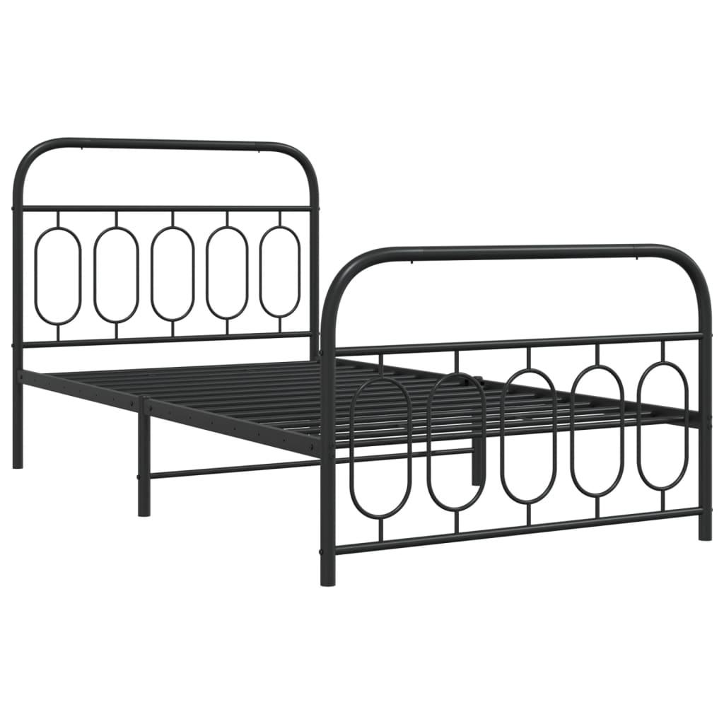 Giroletto con Testiera e Pediera Metallo Nero 107x203 cm - homemem39