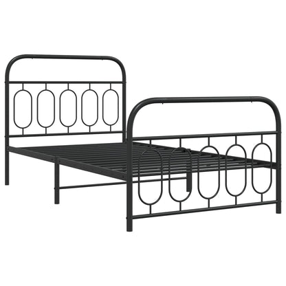 Giroletto con Testiera e Pediera Metallo Nero 107x203 cm - homemem39