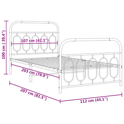 Giroletto con Testiera e Pediera Metallo Nero 107x203 cm - homemem39