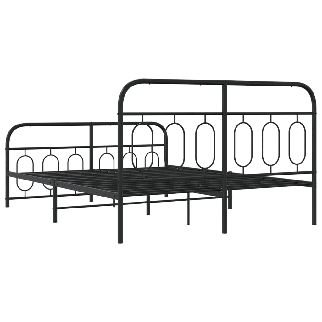 Giroletto con Testiera e Pediera Metallo Nero 135x190 cm | homemem39