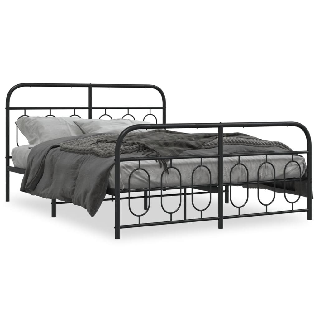 Giroletto con Testiera e Pediera Metallo Nero 140x190 cm | homemem39