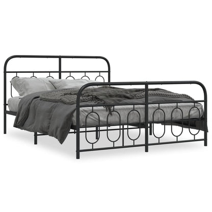 Giroletto con Testiera e Pediera Metallo Nero 140x190 cm | homemem39