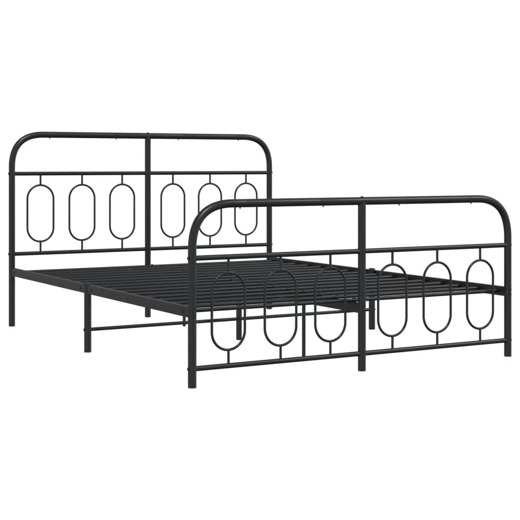Giroletto con Testiera e Pediera Metallo Nero 140x190 cm | homemem39