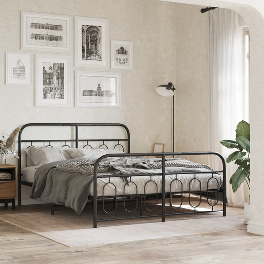 Giroletto con Testiera e Pediera Metallo Nero 140x190 cm | homemem39