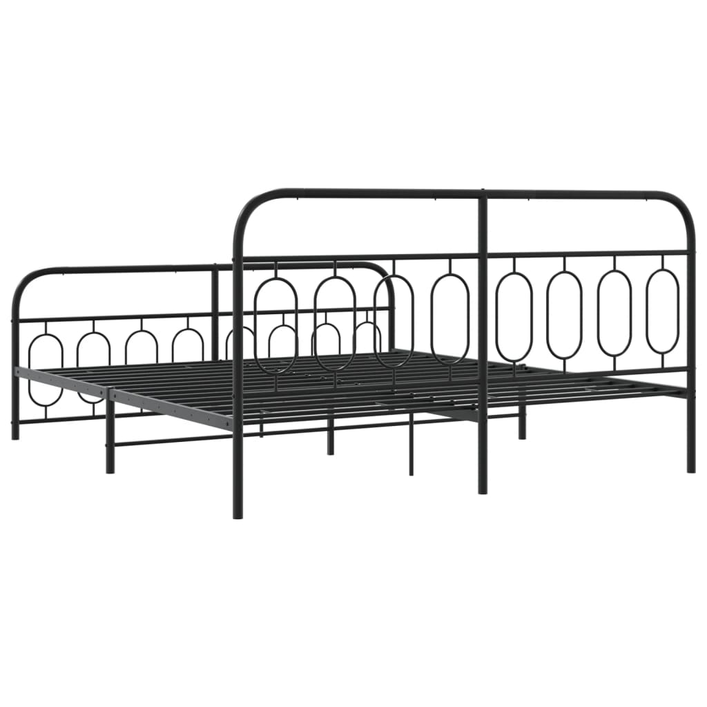 Giroletto con Testiera e Pediera Metallo Nero 183x213 cm | homemem39
