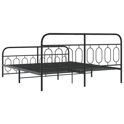 Giroletto con Testiera e Pediera Metallo Nero 183x213 cm | homemem39