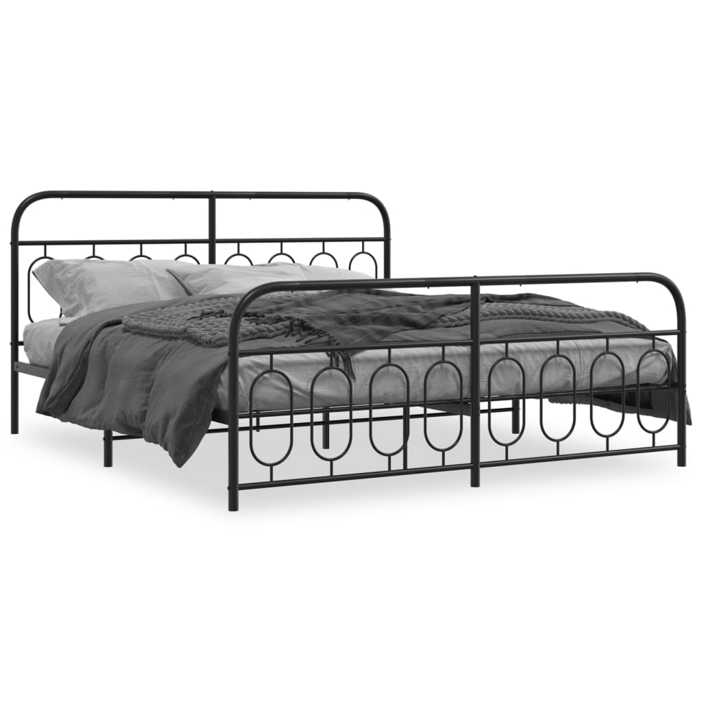 Giroletto con Testiera e Pediera Metallo Nero 193x203 cm | homemem39