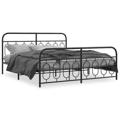 Giroletto con Testiera e Pediera Metallo Nero 193x203 cm | homemem39