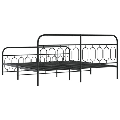 Giroletto con Testiera e Pediera Metallo Nero 200x200 cm