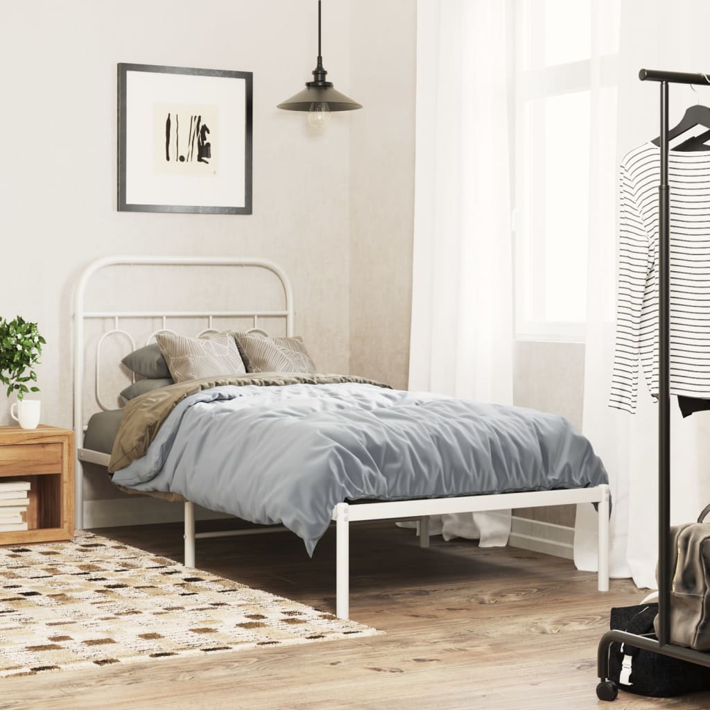 Giroletto con Testiera Metallo Bianco 80x200 cm | homemem39