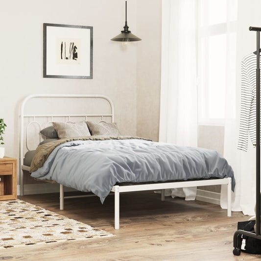 Giroletto con Testiera Metallo Bianco 100x200 cm | homemem39