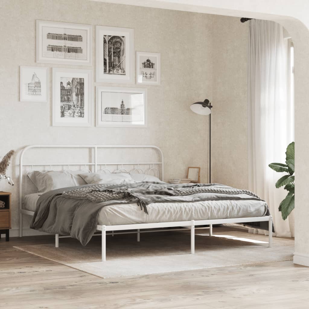 Giroletto con Testiera Metallo Bianco 160x200 cm | homemem39