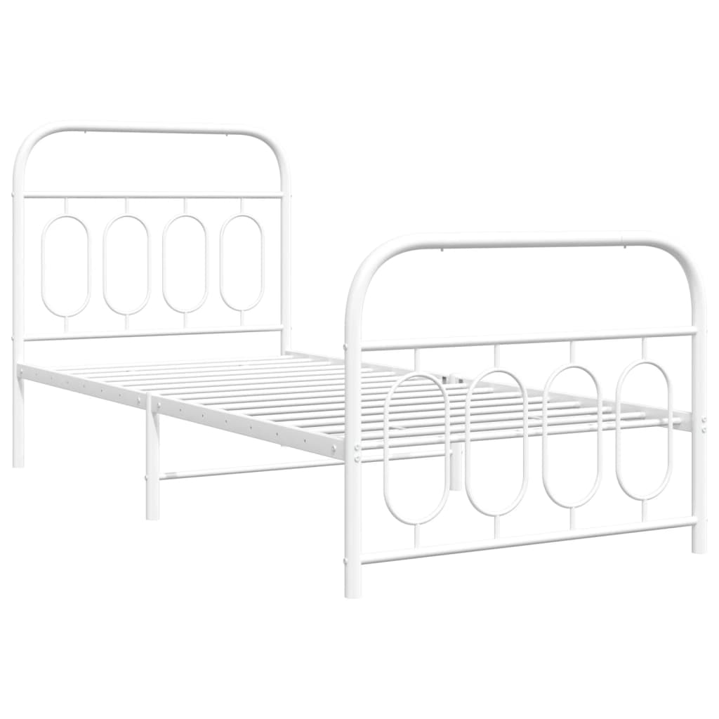 Giroletto con Testiera e Pediera Metallo Bianco 90x200 cm | homemem39