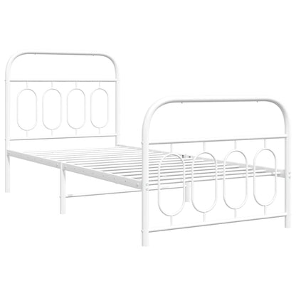 Giroletto con Testiera e Pediera Metallo Bianco 90x200 cm | homemem39