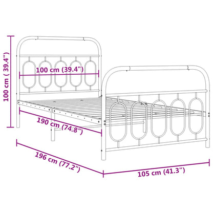Giroletto con Testiera e Pediera Metallo Bianco 100x190 cm - homemem39