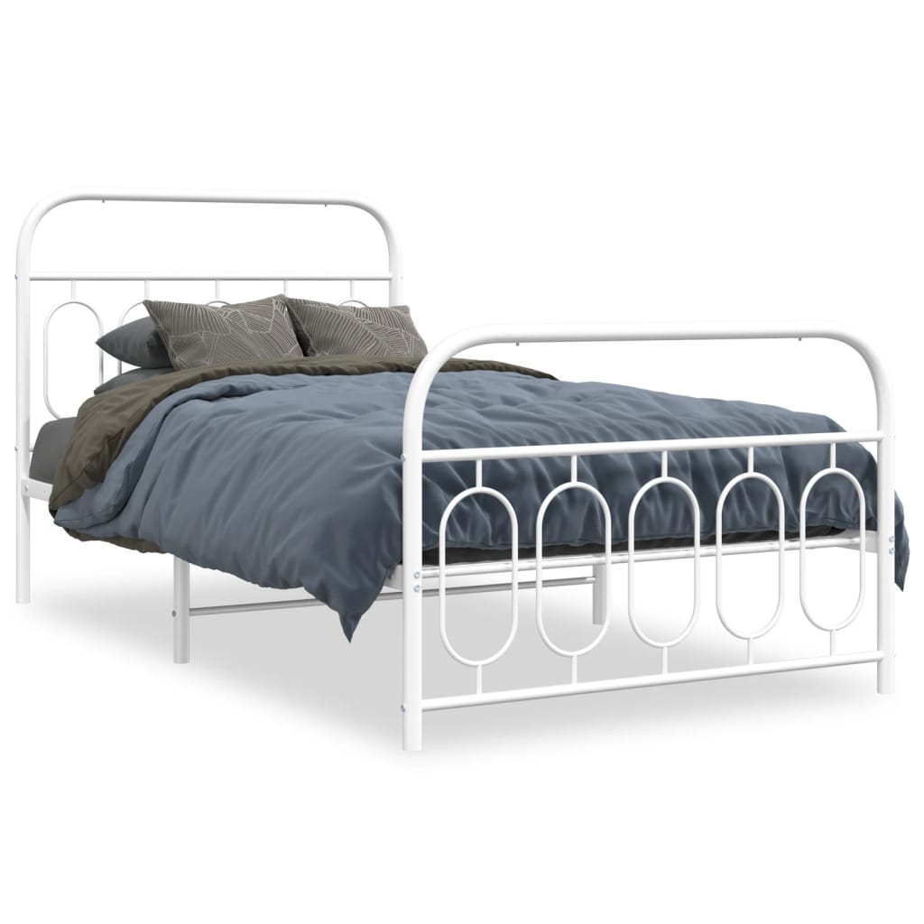 Giroletto con Testiera e Pediera Metallo Bianco 100x200 cm | homemem39