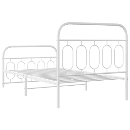 Giroletto con Testiera e Pediera Metallo Bianco 100x200 cm | homemem39