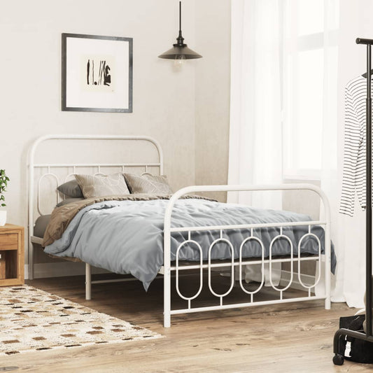Giroletto con Testiera e Pediera Metallo Bianco 107x203 cm | homemem39