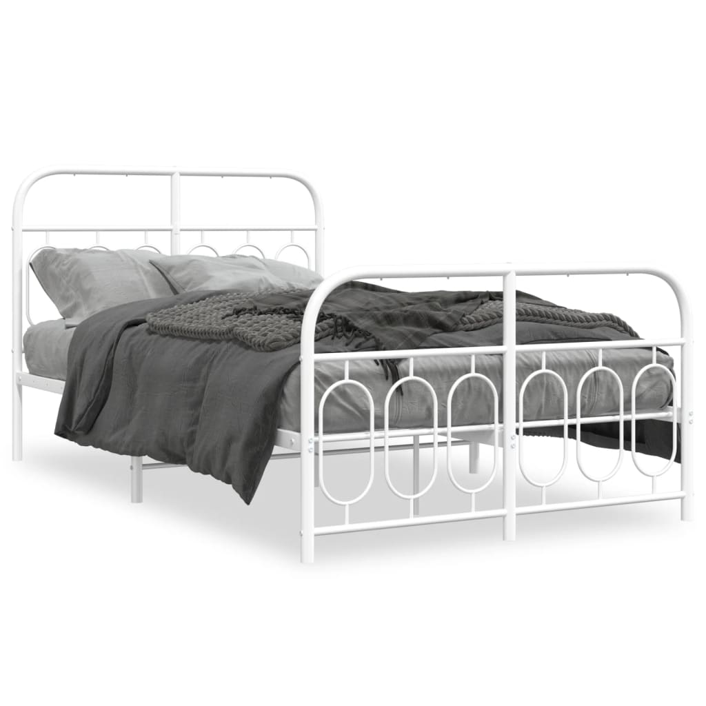 Giroletto con Testiera e Pediera Metallo Bianco 120x190 cm | homemem39
