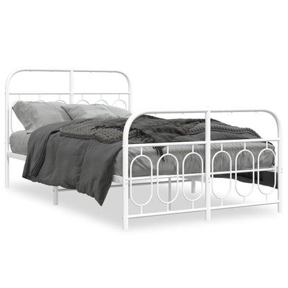 Giroletto con Testiera e Pediera Metallo Bianco 120x190 cm | homemem39