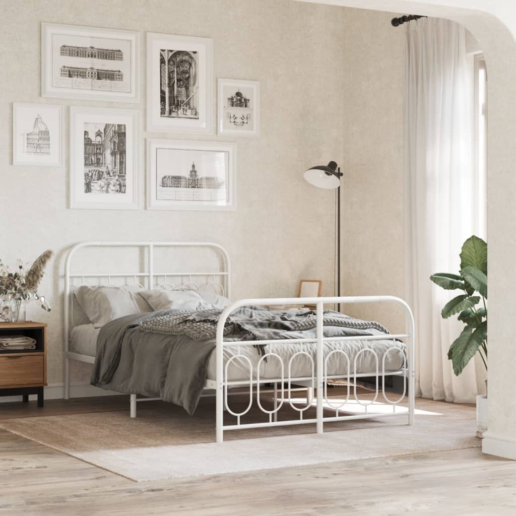 Giroletto con Testiera e Pediera Metallo Bianco 120x200 cm | homemem39