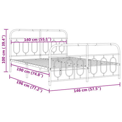 Giroletto con Testiera e Pediera Metallo Bianco 140x190 cm | homemem39