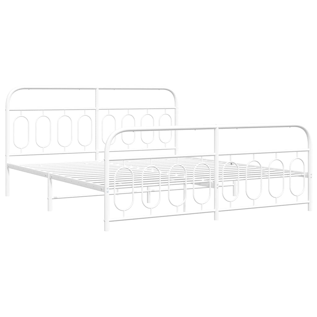 Giroletto con Testiera e Pediera Metallo Bianco 183x213 cm | homemem39