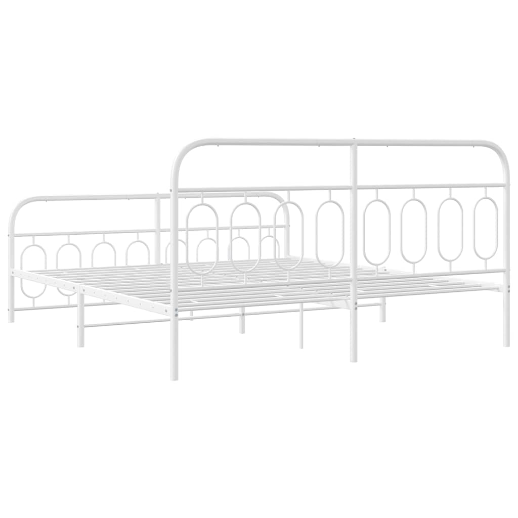 Giroletto con Testiera e Pediera Metallo Bianco 183x213 cm | homemem39